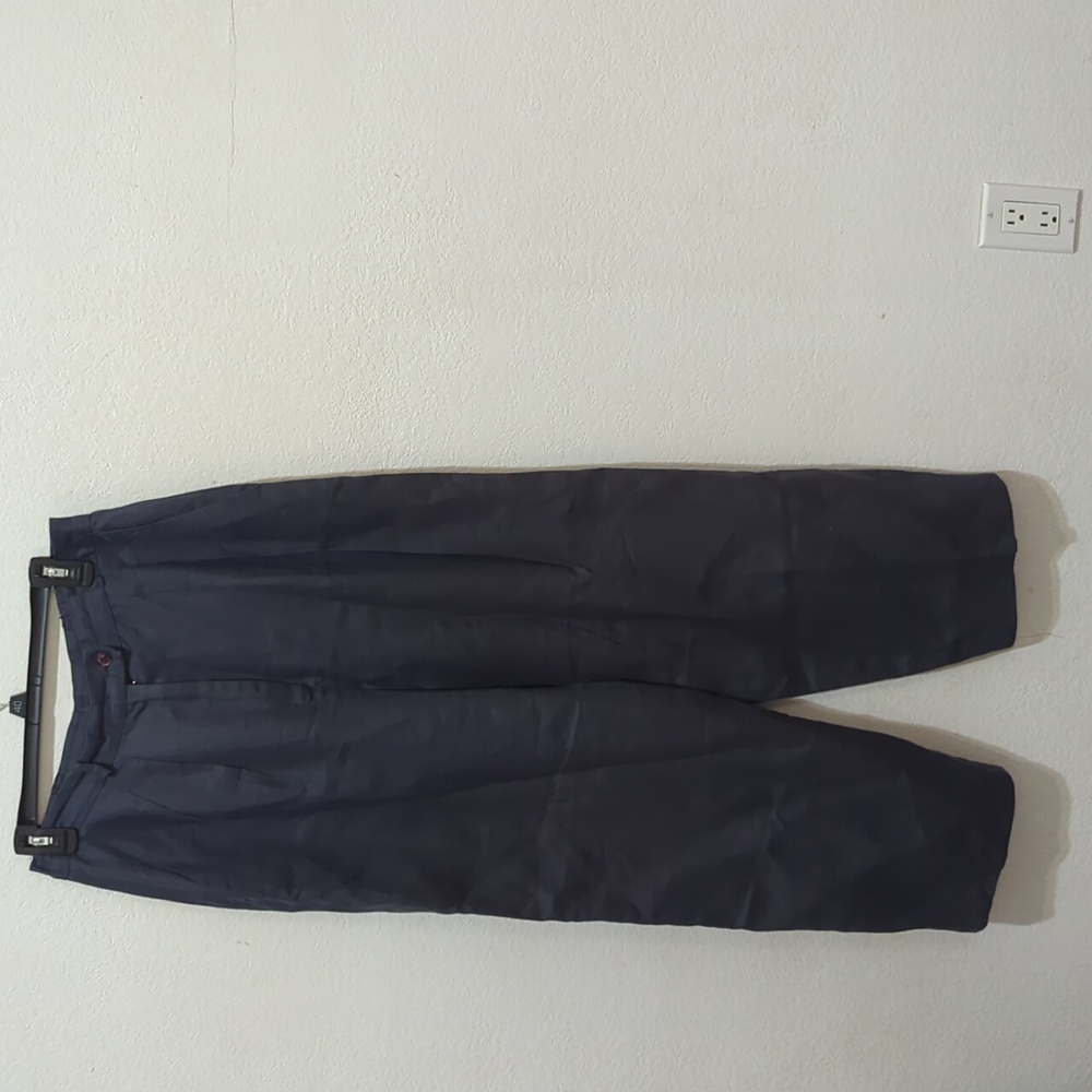 90s Navy blue, high waisted, wide leg pleated   pants